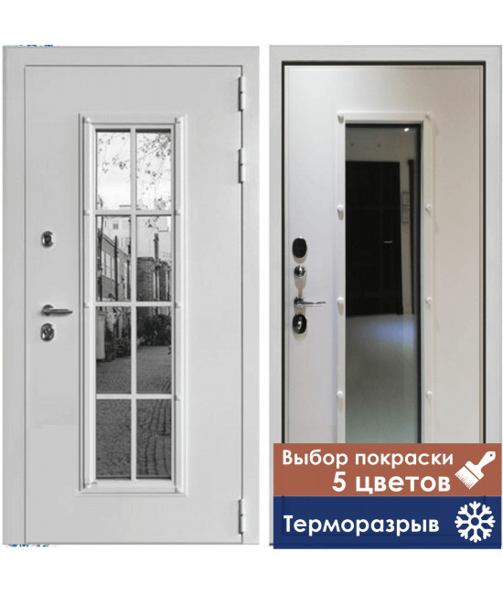 Входная дверь Дверной Континент Тичино Белая Термо терморазрыв (Цвет на выбор)
